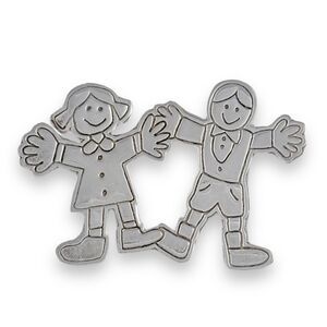 EFS Mexico Sterling Silver 925 Save The Children Smiling Boy Girl Pin Brooch